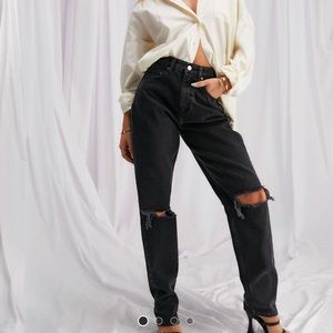 Cotton on baggy jeans with rips in washed black